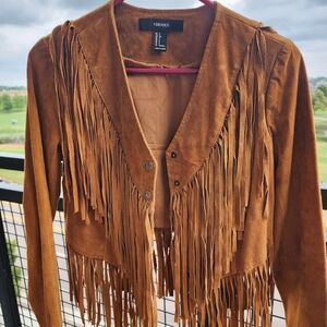Forever 21 Tan Fringe Jacket for Women